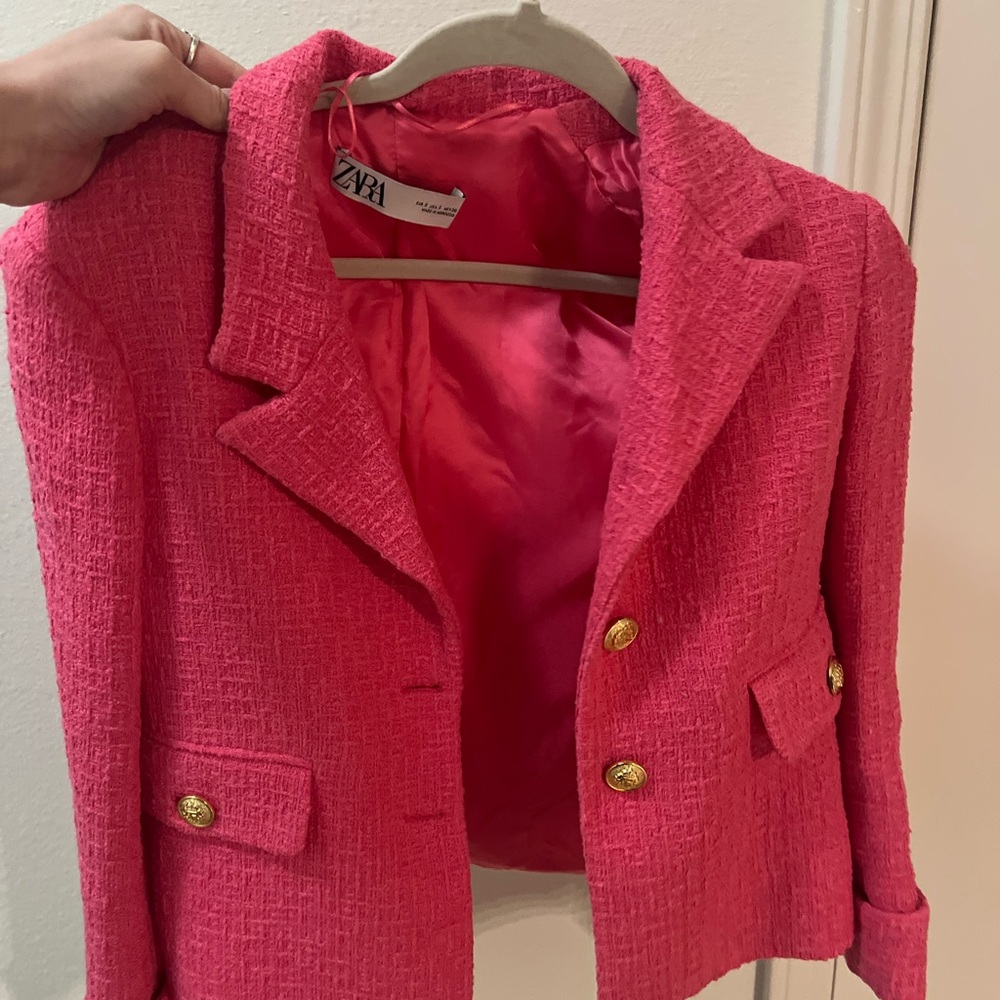 Zara Pink Tweed Blazer